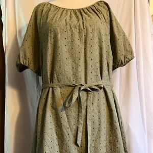 NWT Loft Outlet by Ann Taylor Dress XL Sage Green Eyelet